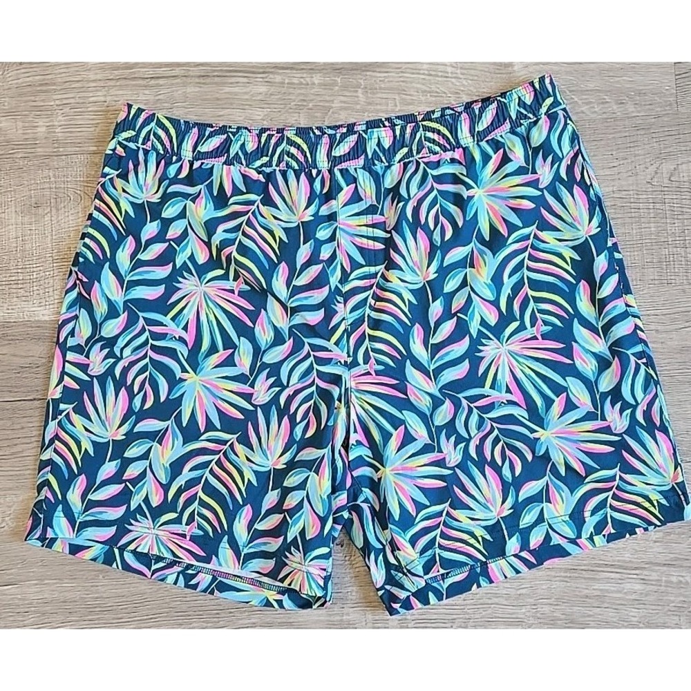 Chubbies Men's Monstera Leaf Turquoise Tropical Beach 7" Swim Trunks Sz 2XL